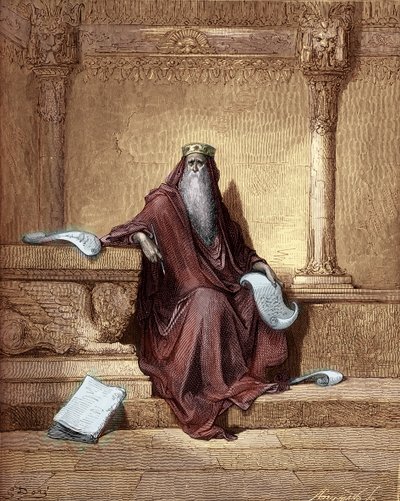 King Solomon, engraving by Gustave Doré - Bible by Gustave Dore